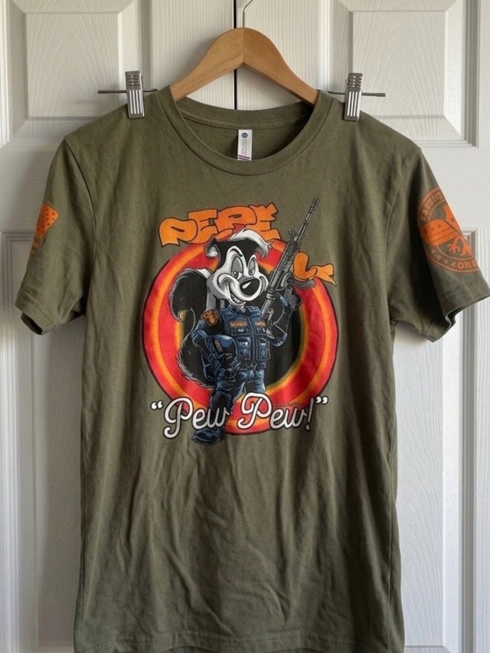 Patriotically Correct "Pew Pew" Tactical Skunk Graphic T-Shirt - Men's / Unisex